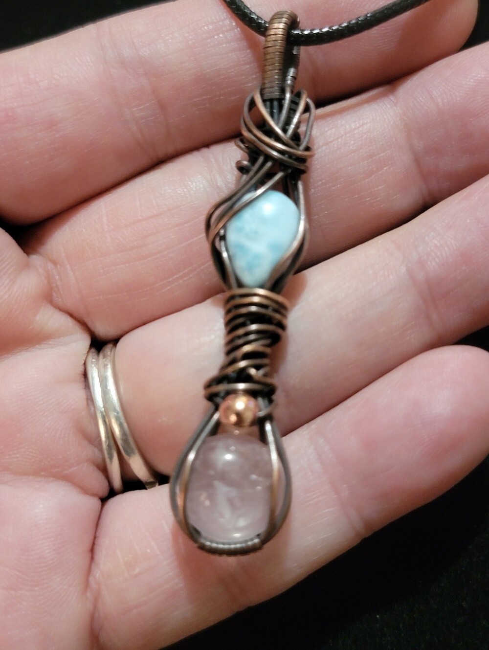 Larimar & Rose Quartz Pendant Necklace